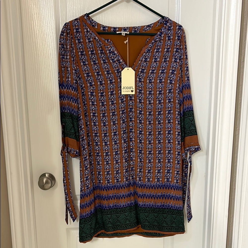JODIFL Blue and Orange Buttoned Tunic